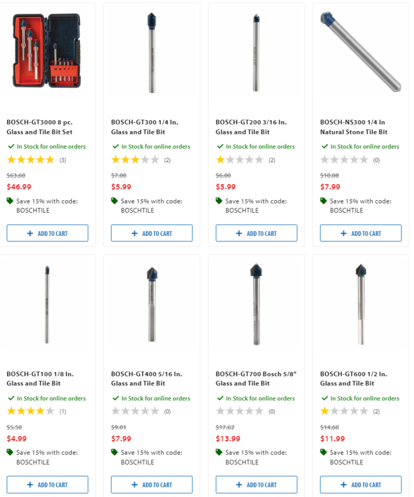 October Deals from Acme Tools - Bosch Glass and Tile drill bits.