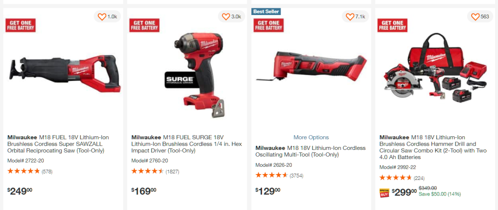 Free M18 battery with select Milwaukee Tools. Super Sawzall, Impact Driver, Oscillating Multi-Tool, Circular Saw Combo Kit with two 4.0Ah Batteries