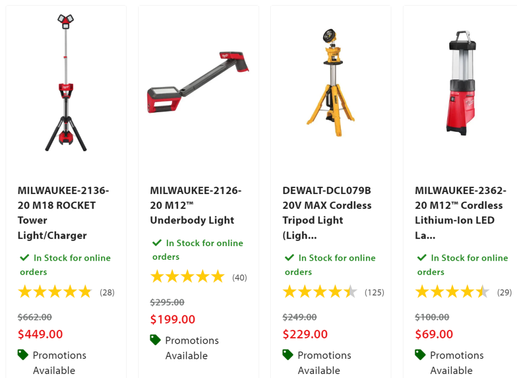 Milwaukee Flash Sale at Acme Tools - Milwaukee Lights.