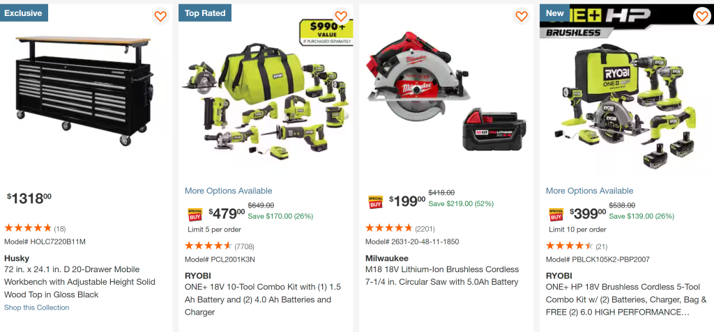 Home Depot Memorial Day Tools